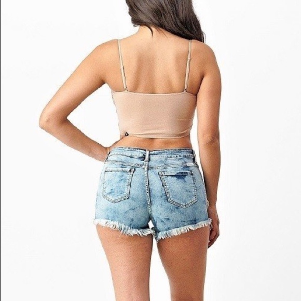 DISTRESSED LOW RISE STRETCH JEAN SHORTS - Picture 8 of 8